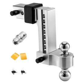 Adjustable Trailer Hitch, 8-Inch Drop Hitch, Tri-Ball Mount for 2.5-Inch Hitch Receiver, Trailer Ball Size 1-7/8", 2" & 2-5/16"