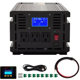 Power Inverter, 2000W Modified Sine Wave Inverter, DC 12V to AC 120V Car Converter, with LCD Display, Remote Controller, LED Indicator