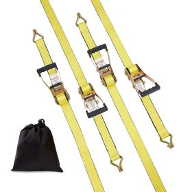 Ratchet Tie Down Straps (4PK), 10000 lb Break Strength, Double J Hook Includes 4 Premium 2" x 27' Rachet Tie Downs with Padded Handles