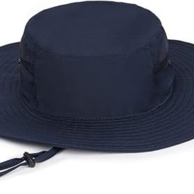 Oversize UV Fishing Sun Hat for Big Heads  Quick Dry Boonie Hats,Large Cooling Safari Hats with Strap (Color: Navy Blue-a  XX-Large-3X-Large)