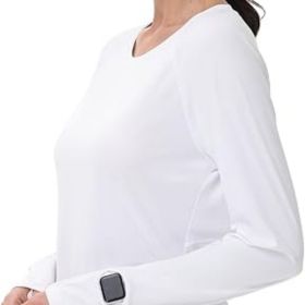 Women's Sun Shirts UPF 50+ UV Protection SPF Long Sleeve Hiking Fishing Running Outdoor Lightweight Quick Dry (Color: White   Crewneck   Medium)