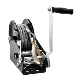 Hand Winch with Steel Wire for Trailer, Boat or ATV Towing (Color: Black, Pulling Capacity: 3500 lbs)