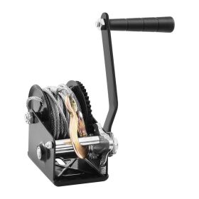 Hand Winch with Steel Wire for Trailer, Boat or ATV Towing (Color: Black, Pulling Capacity: 800 lbs)